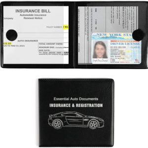 Car Registration and Insurance Card Holder, Vehicle Glove Box Car Organizer, Interior Car Accessories for Documents, Cards, License - 2 Pack